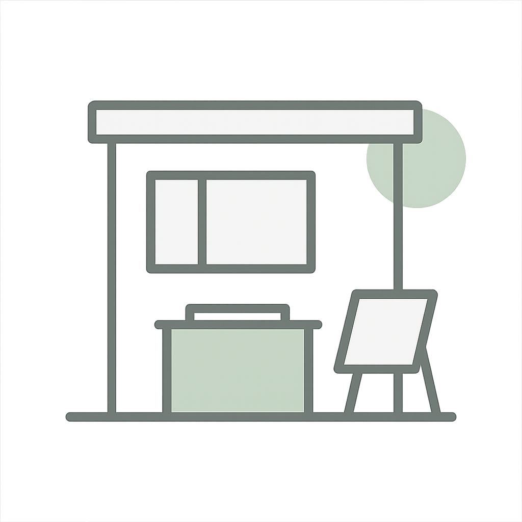 Pop-up and exhibition stand design icon