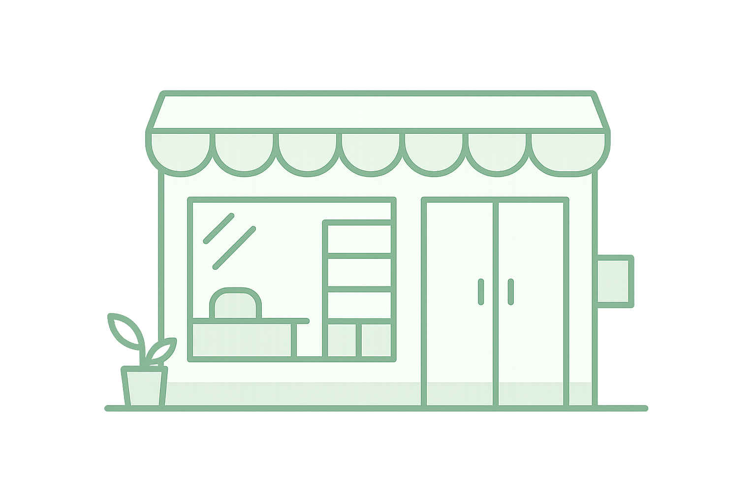 Modern retail store interior design illustration showing contemporary commercial space layout